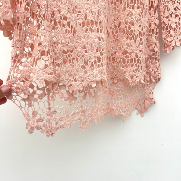 Sundance Baby Pink Lace Crochet Blouse Girly Feminine Small Top Knit Delicate - Picture 7 of 8